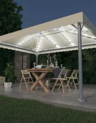 vidaXL Шатра с LED светещи стрингове 400x300 см кремава алуминий
