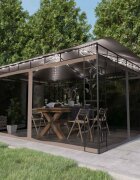 vidaXL Шатра с мрежа срещу комари и LED стрингове 4x3x273 м таупе