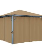 vidaXL Шатра със завеси 300x300 см таупе алуминий