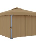 vidaXL Шатра със завеси 3x3 м таупе алуминий