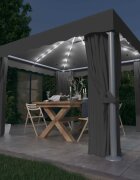 vidaXL Шатра със завеси и LED светещи стрингове 3х3 м антрацит
