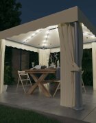vidaXL Шатра със завеси и LED светещи стрингове 3х3 м кремавобяла