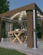 vidaXL Шатра със завеси и LED светещи стрингове 3x3 м таупе