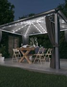 vidaXL Шатра със завеси/LED светещи стрингове 4x3 м антрацит алуминий