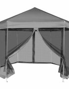 vidaXL Шестоъгълна pop-up шатра с 6 стени сива 36x31 м
