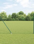 vidaXL Шестоъградно ограждение с кол 100 x 15 м Зелено Мрежа