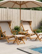 vidaXL Шезлонг 4 pcs 3 позиция Плътно евкалиптово дърво Бежово