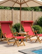 vidaXL Шезлонг 4 pcs 3 позиция Плътно евкалиптово дърво Червено