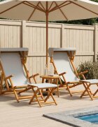 vidaXL Шезлонг 4 pcs 3 позиция Плътно евкалиптово дърво Кремаво