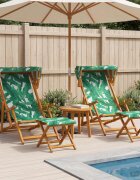 vidaXL Шезлонг 4 pcs 3 позиция Плътно евкалиптово дърво Мотив с листа