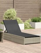 vidaXL Шезлонг Бежово 200.5 x 70 x 75 см полиратан