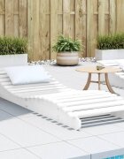vidaXL Шезлонг бял 205x60x315 см борово дърво масив