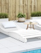 vidaXL Шезлонг бял 205x70x315 см борово дърво масив