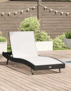 vidaXL Шезлонг Черен и бял 197 x 70 x 82 см полиратан
