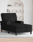 vidaXL Шезлонг Лаунж Черен текстил 91 x 157 x 91 см