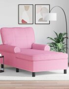 vidaXL Шезлонг Лаунж Розово текстил 91 x 157 x 91 см