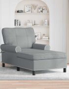 vidaXL Шезлонг Лаунж Светлосиво текстил 91 x 157 x 91 см