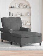vidaXL Шезлонг Лаунж Тъмен сив текстил 91 x 157 x 91 см