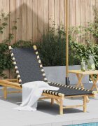 vidaXL Шезлонг с черна тъкана мрежа 55x200x30 см бамбук