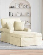 vidaXL Шезлонг с пола 3 бр. Крем Кордюрова тъкан 91 x 157 x 91 см