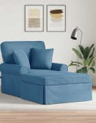 vidaXL Шезлонг с пола 3 бр. Синьо Кордюрова тъкан 91 x 157 x 91 см