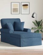 vidaXL Шезлонг с пола 3 бр. Синьо текстил 91 x 157 x 91 см