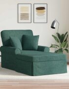 vidaXL Шезлонг с пола 3 бр. Тъмен зелен текстил 91 x 157 x 91 см