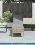 vidaXL Шезлонг с възглавница бежов 55x200x44 см полиратан