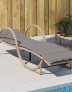 vidaXL Шезлонг с възглавница бежов 60x199x42 см полиратан