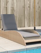 vidaXL Шезлонг с възглавница бежов 60x205x73 см полиратан