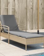 vidaXL Шезлонг с възглавница бежов 63x200x81 см полиратан