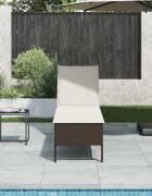 vidaXL Шезлонг с възглавница кафяв 55x200x44 см полиратан