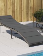 vidaXL Шезлонг с възглавница сив 55x199x50 см полиратан