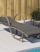 vidaXL Шезлонг с възглавница сив 60x199x42 см полиратан