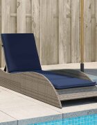 vidaXL Шезлонг с възглавница сив 60x205x73 см полиратан