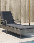 vidaXL Шезлонг с възглавница сив 63x200x81 см полиратан