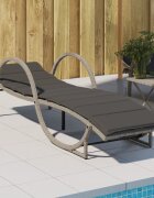 vidaXL Шезлонг с възглавница светлосив 60x199x42 см полиратан
