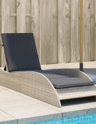 vidaXL Шезлонг с възглавница светлосив 60x205x73 см полиратан