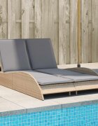 vidaXL Шезлонг с възглавници бежов 114x205x73 см полиратан