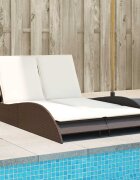 vidaXL Шезлонг с възглавници кафяв 114x205x73 см полиратан