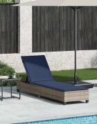vidaXL Шезлонг с възглавници сив 55x200x255 см полиратан