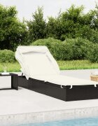 vidaXL Шезлонг със сгъваем покрив черен 213x63x97 см полиратан