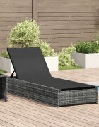 vidaXL Шезлонг Сив 200.5 x 70 x 75 см полиратан