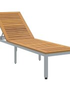 vidaXL Шезлонг Сив 200 x 55 x 35 см Солидно акациево дърво
