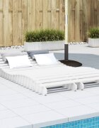 vidaXL Шезлонги 2 бр бели 205x60x315 см борово дърво масив