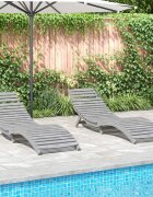 vidaXL Шезлонги 2 бр cив 184x55x64 см акациево дърво масив