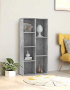 vidaXL Шкаф библиотека бетонно сив 50x25x106 см инженерно дърво