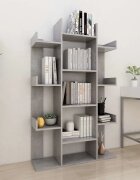 vidaXL Шкаф библиотека бетонно сив 86x255x140 см инженерно дърво