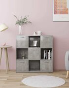 vidaXL Шкаф библиотека бетонно сив 90x30x90 см инженерно дърво