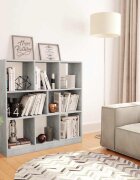 vidaXL Шкаф библиотека бетонно сив 975x295x100 см инженерно дърво
